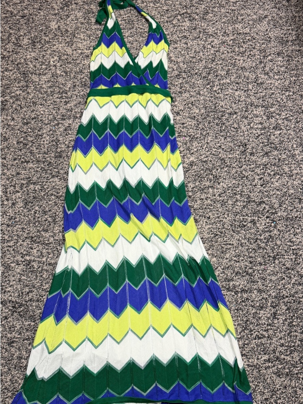 BCBG Max Azria Chevron Maxi Dress Halter Retro Resort